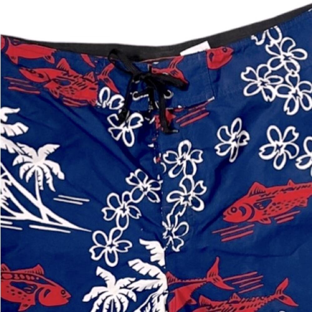 Columbia PFG Swim Trunks Board Shorts Mens 42 Red White Blue Hawaiian Fish - Picture 2 of 11